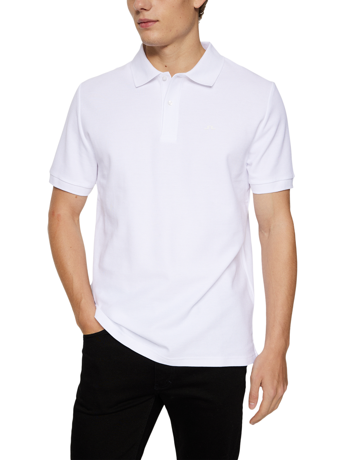 Product image 4 of 5, which shows J.Lindeberg Rudy Cotton Slim Fit Short Sleeve Polo Shirt, White, S