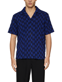 J.Lindeberg Torpa Cotton Blend Regular Fit Check Shirt, Mid Blue, Mid Blue