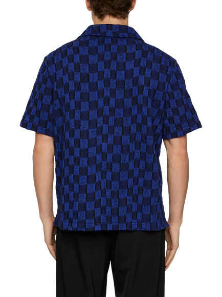J.Lindeberg Torpa Cotton Blend Regular Fit Check Shirt, Mid Blue - view 2, Mid Blue