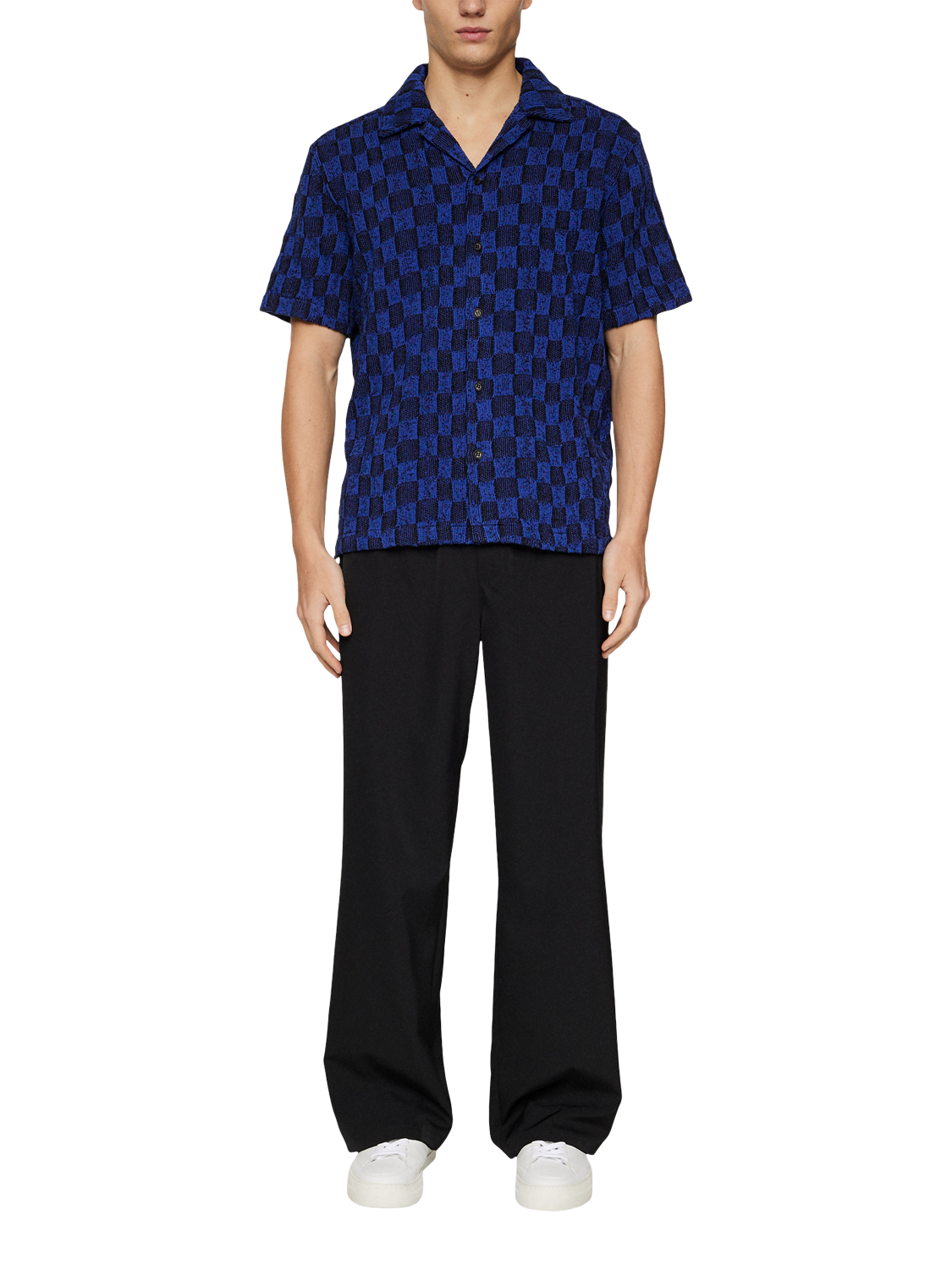 Product image 3 of 5, which shows J.Lindeberg Torpa Cotton Blend Regular Fit Check Shirt, Mid Blue, M