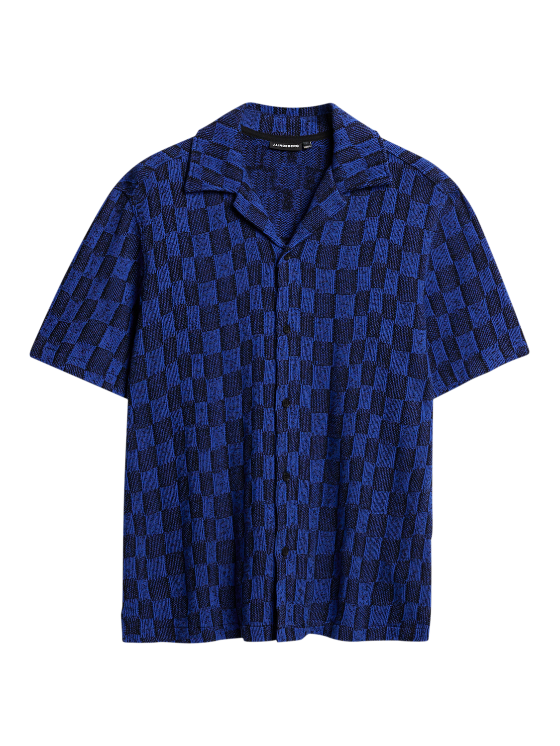Product image 5 of 5, which shows J.Lindeberg Torpa Cotton Blend Regular Fit Check Shirt, Mid Blue, M