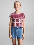 Mango Kids' Daphne Denim Shorts, Open Blue