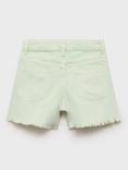 Mango Kids' Grace Frayed Denim Shorts, Turquoise - Aqua