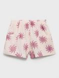 Mango Kids' Paige Sun Print Cotton Shorts, Pink
