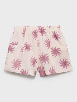 Mango Kids' Paige Sun Print Cotton Shorts, Pink, Pink