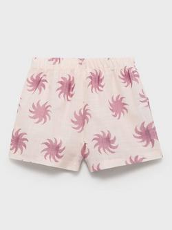 Mango Kids' Paige Sun Print Cotton Shorts, Pink - view 2, Pink