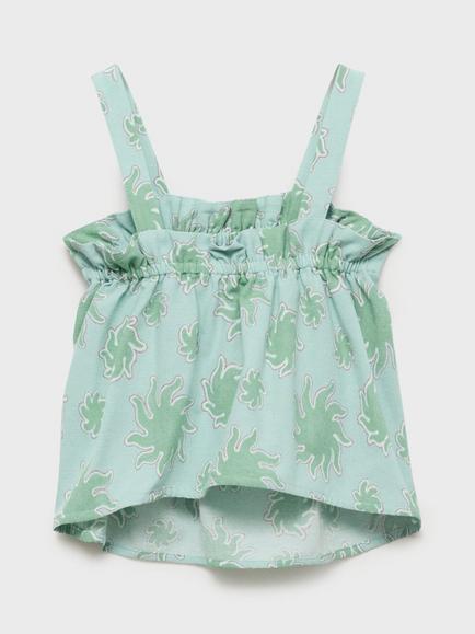 Mango Kids' Audrey Sun Print Cami, Green - view 2, Green