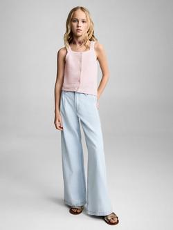 Mango Kids' Azores Cotton Crochet Cami - view 2, Light Pastel Pink