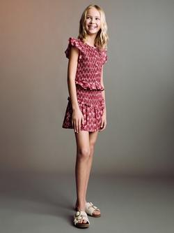 Mango Kids' Bombai Shirred Blouse, Medium Red, Medium Red