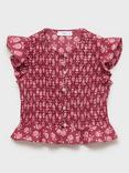 Mango Kids' Bombai Shirred Blouse, Medium Red