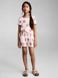 Mango Kids' Paige Sun Print Cotton Blouse, Pink, Pink