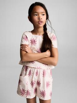 Mango Kids' Paige Sun Print Cotton Blouse, Pink - view 2, Pink