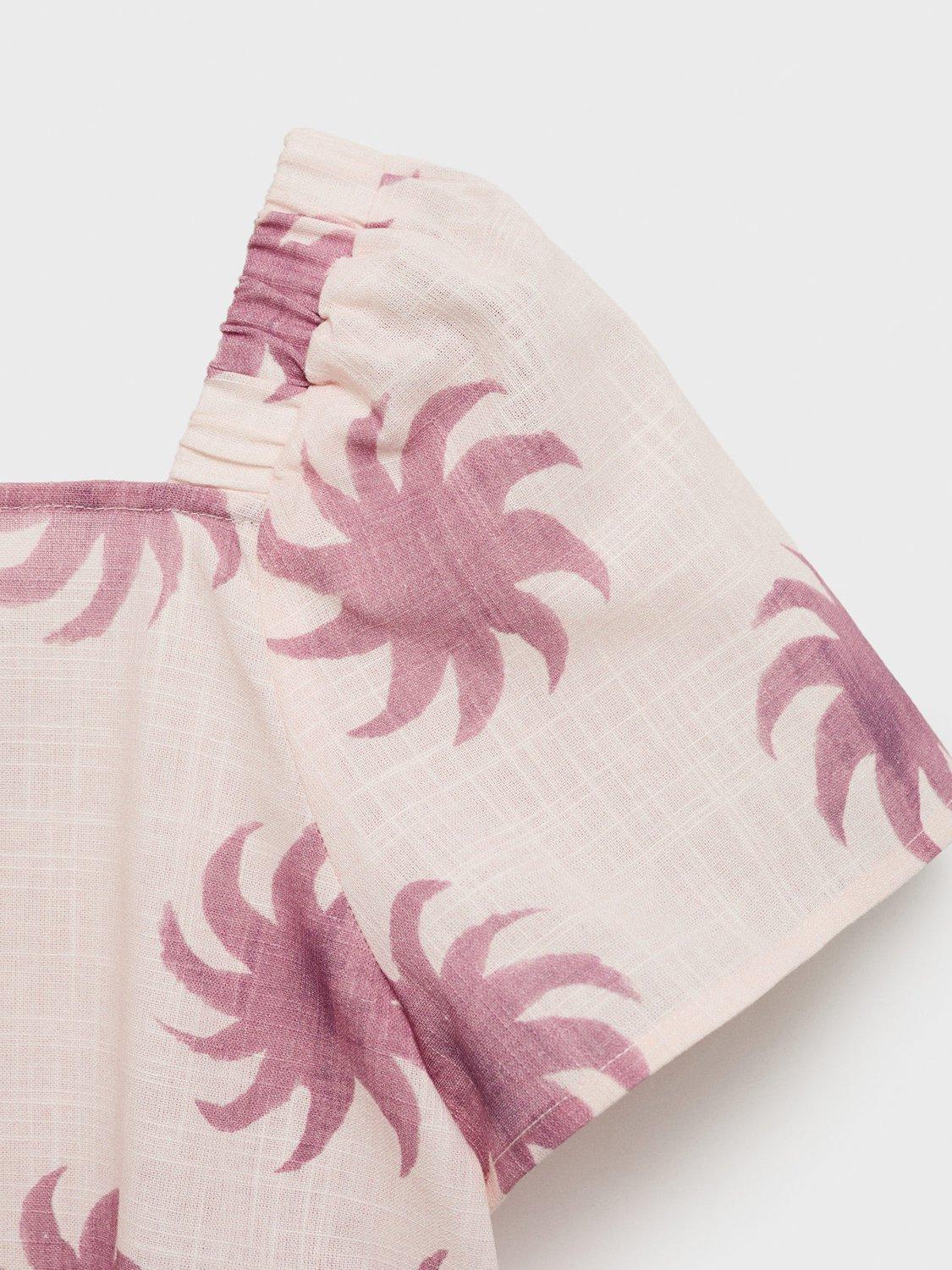 Product image 7 of 7, which shows Mango Kids' Paige Sun Print Cotton Blouse, Pink, 13-14 years
