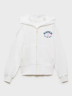 Mango Kids' Coastal Zipped Hoodie, Natural White, Natural White