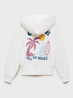 Mango Kids' Coastal Zipped Hoodie, Natural White - view 2, Natural White