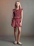 Mango Kids' Ruffled Gathered Mini Skirt, Medium Red