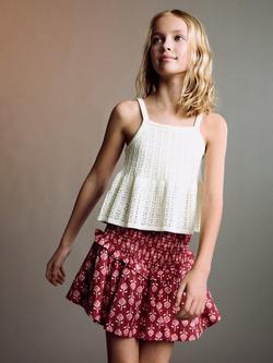 Mango Kids' Ruffled Gathered Mini Skirt, Medium Red - view 2, Medium Red