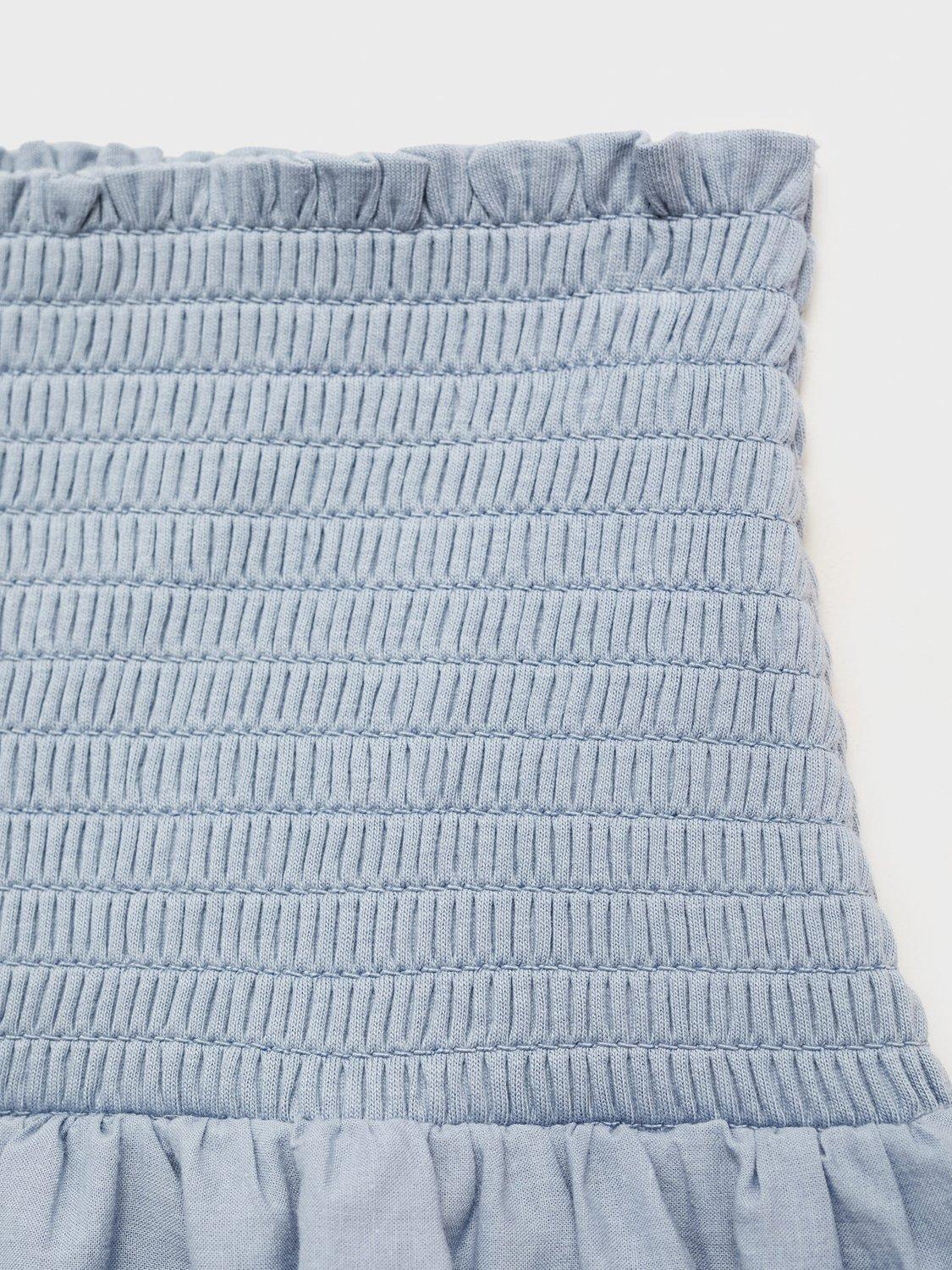 Product image 6 of 6, which shows Mango Kids' Cotta Embroidered Cotton Ruffle Mini Skirt, Pastel Blue, 11-12 yrs