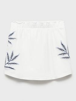 Mango Kids' Mia Embroidered A-Line Cotton Mini Skort - view 2, Natural White