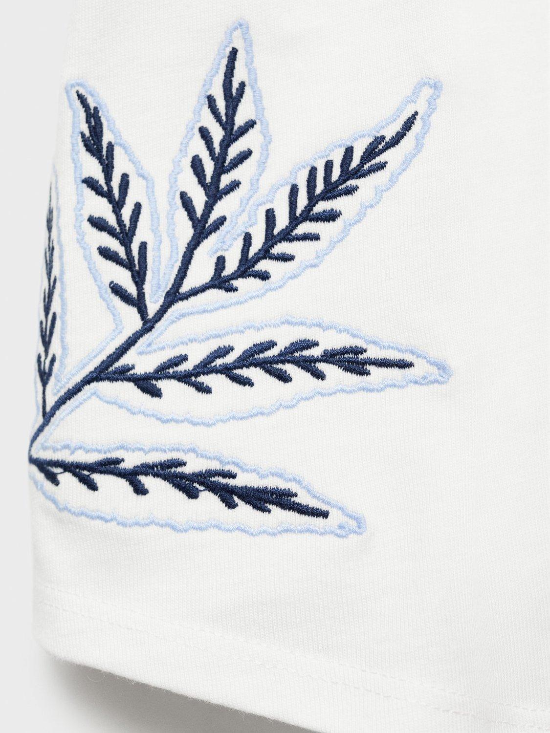 Product image 6 of 6, which shows Mango Kids' Mia Embroidered A-Line Cotton Mini Skort, Natural White, 11-12 yrs