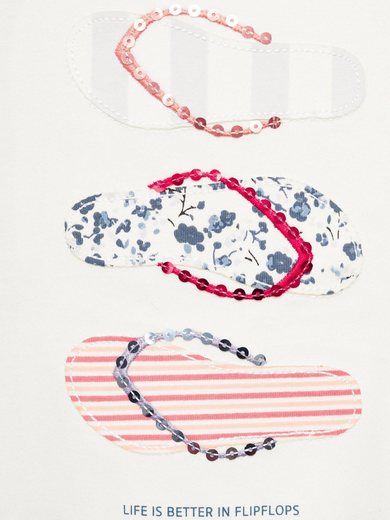 Product image 8 of 8, which shows Mango Kids' Flipflop Cotton Graphic T-Shirt, Natural White, 11-12 yrs