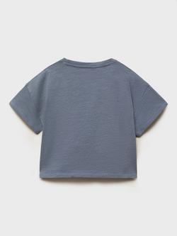 Mango Kids' Paris Cropped T-Shirt, Medium Blue - view 2, Medium Blue