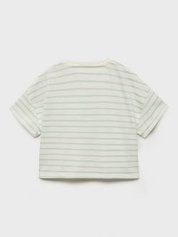 Mango Kids' Pure Cotton Short Sleeved Slogan T-Shirt, Natural White/Multi - view 2, Natural White/Multi