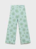 Mango Kids' Audrey Cotton Blend Sun Print Trousers, Green