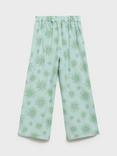 Mango Kids' Audrey Cotton Blend Sun Print Trousers, Green