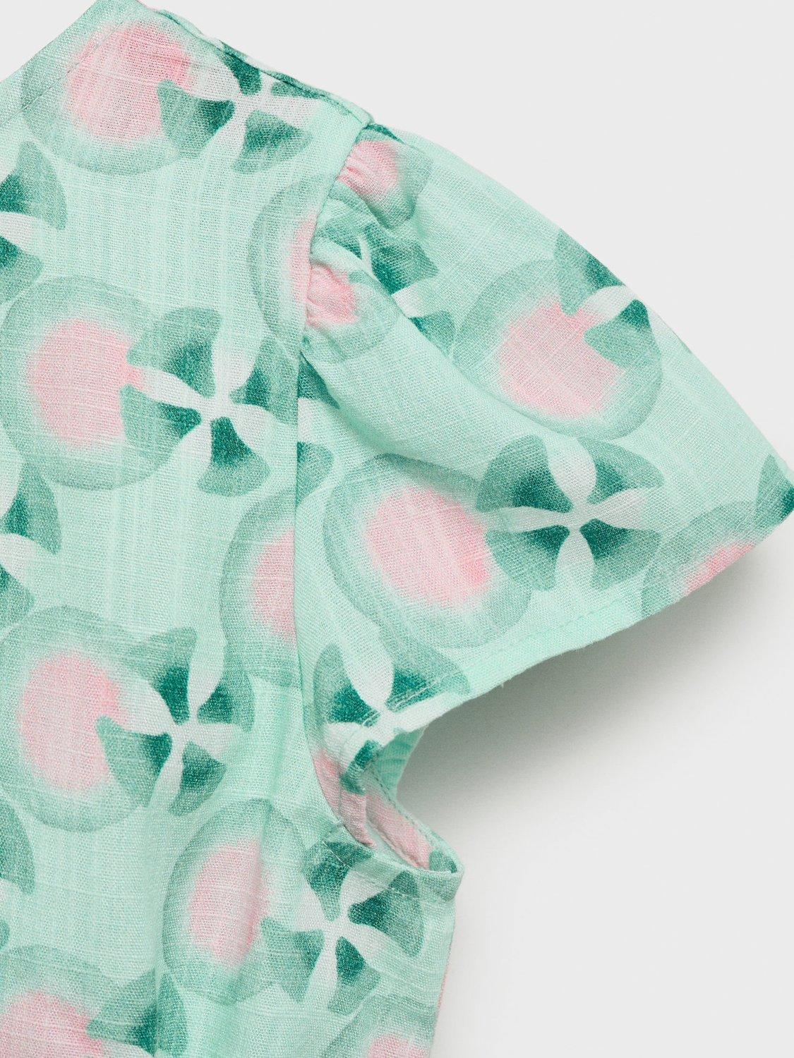 Product image 8 of 8, which shows Mango Kids' Ava Cross-Back Playsuit, Green, 13-14 yrs