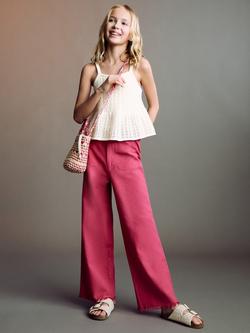 Mango Kids' Delhi Cotton Linen Blend Trousers, Medium Red, Medium Red