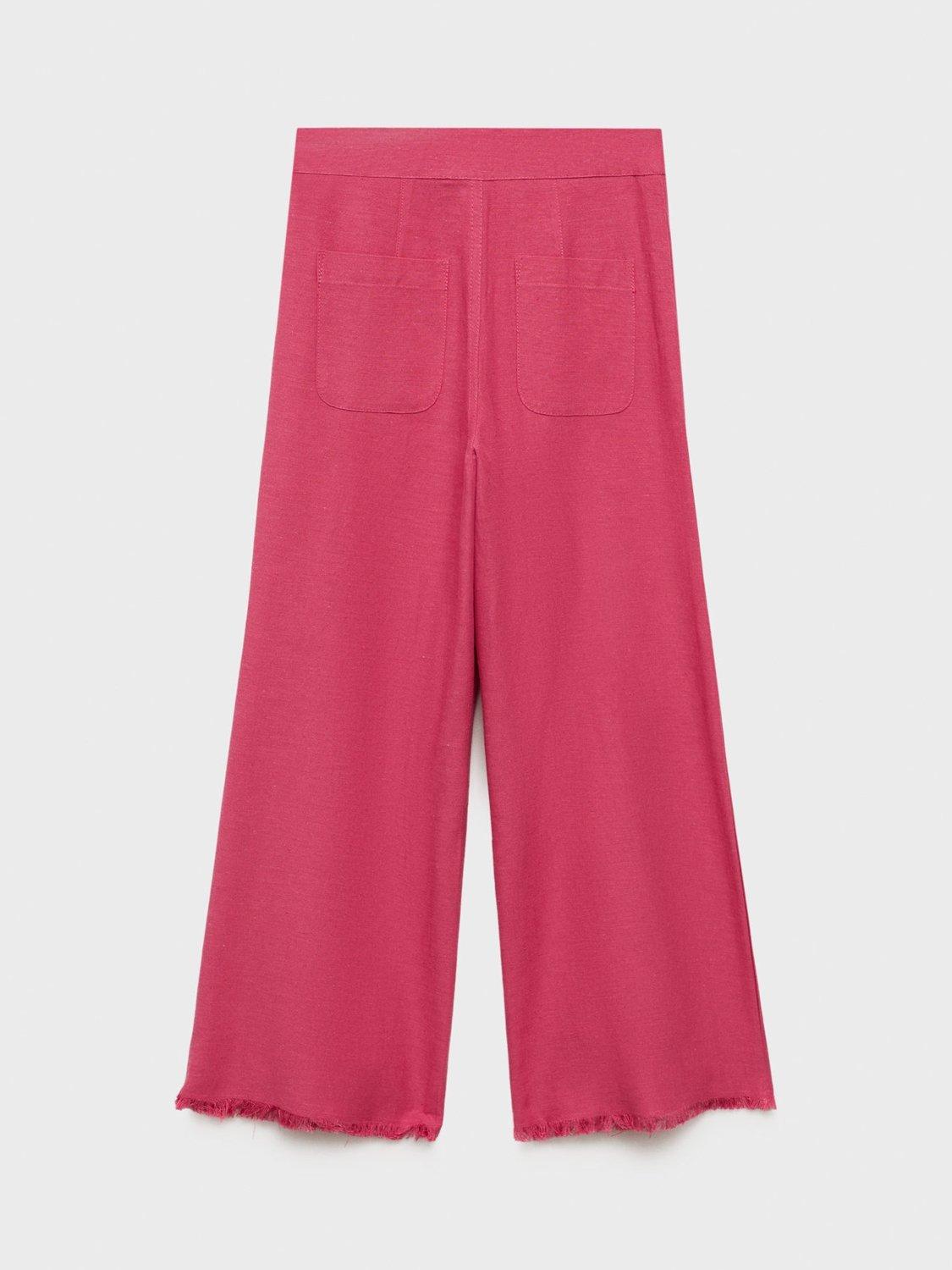 Product image 3 of 5, which shows Mango Kids' Delhi Cotton Linen Blend Trousers, Medium Red, 13-14 yrs