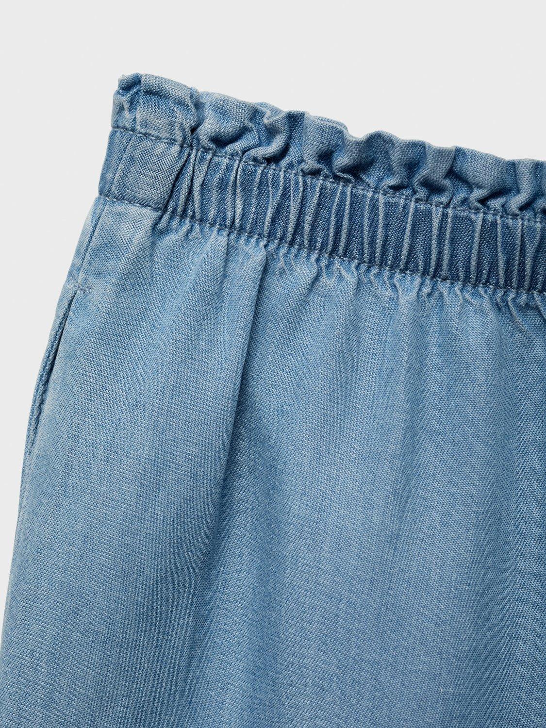 Product image 5 of 6, which shows Mango Kids' Flowy Straight-Fit Trousers, Open Blue, 11-12 years