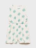 Mango Kids' Cotton Sleeveless Playsuit, White