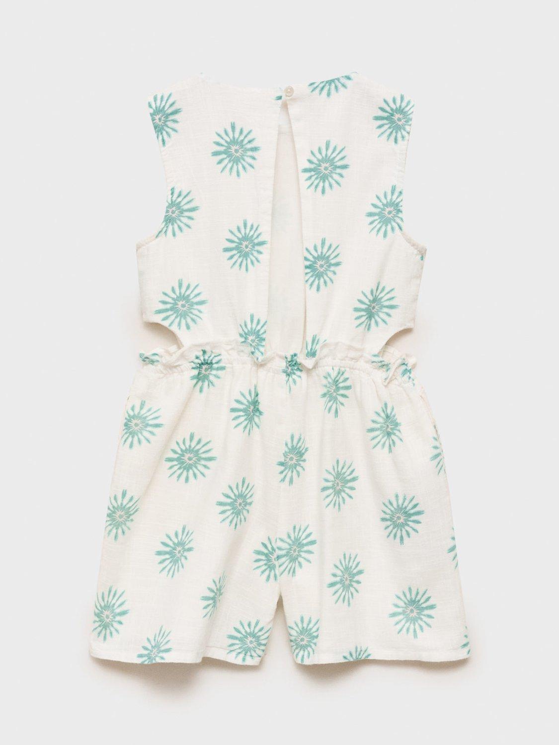 Product image 2 of 4, which shows Mango Kids' Cotton Sleeveless Playsuit, White, 13-14 years