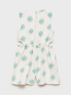 Mango Kids' Cotton Sleeveless Playsuit, White - view 2, White