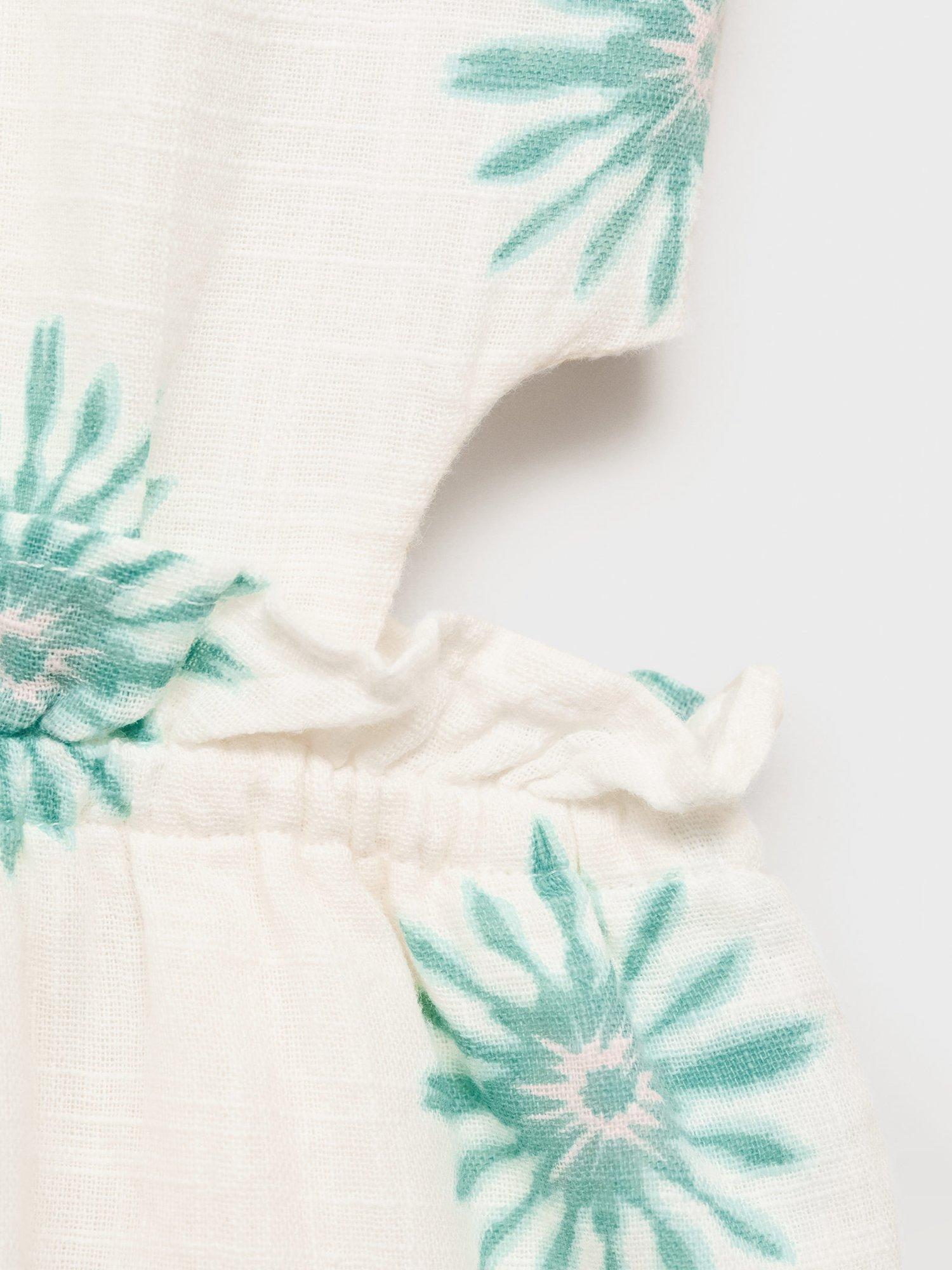 Product image 3 of 4, which shows Mango Kids' Cotton Sleeveless Playsuit, White, 13-14 years