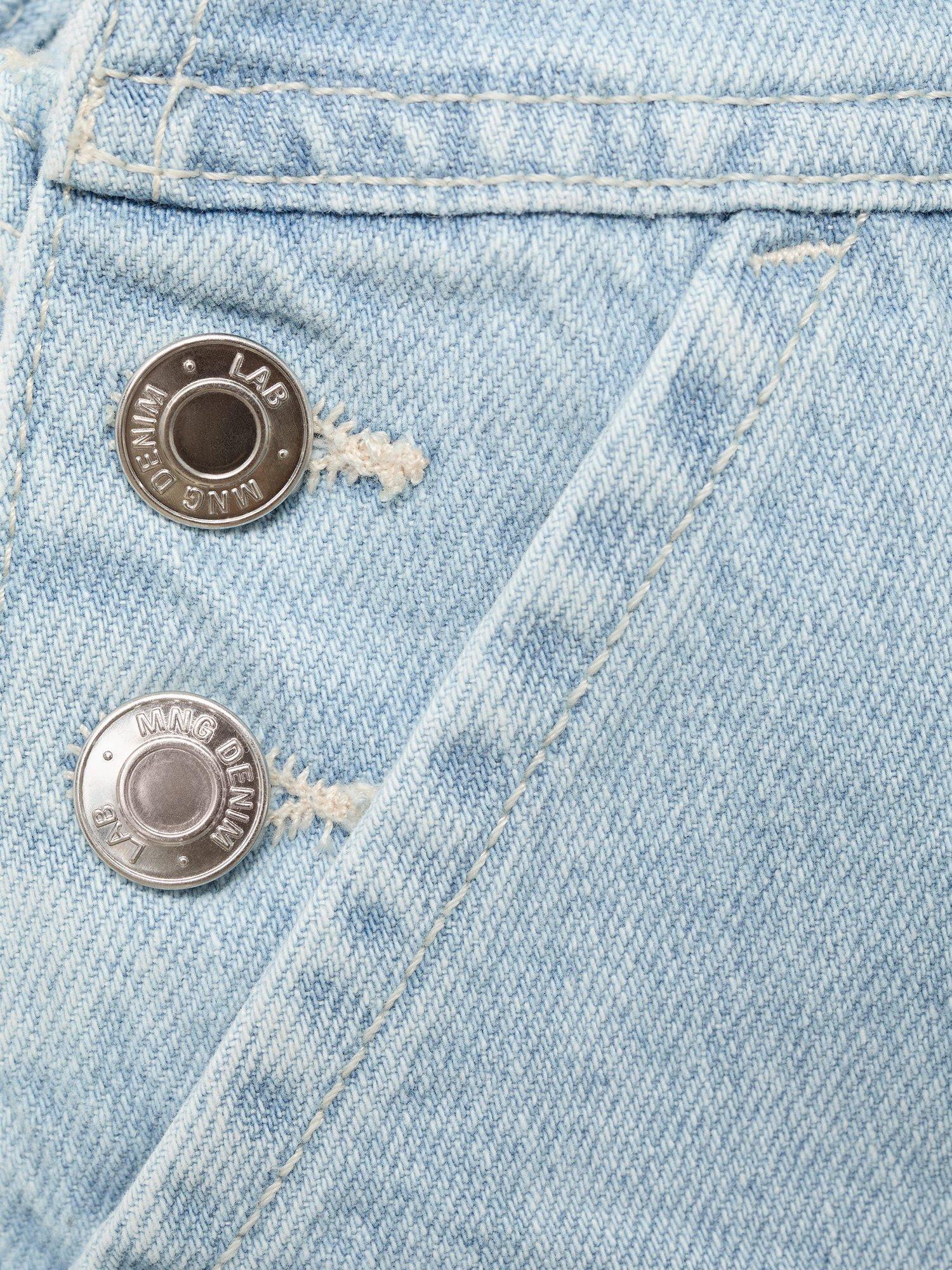 Product image 5 of 7, which shows Mango Kids' Adriana Cotton Shortie Dungarees, Open Blue, 13-14 yrs