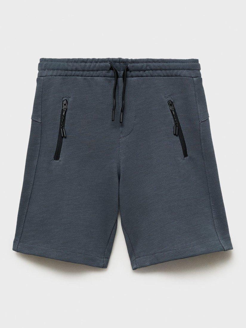 Product image 1 of 4, which shows Mango Kids' Contast Pocket Bermuda Shorts, Dark Grey, 5-6 years