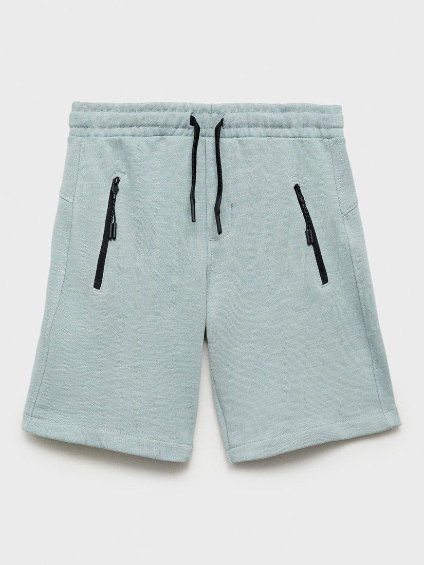 Product image 1 of 4, which shows Mango Kids' Contast Pocket Bermuda Shorts, Pastel Grey, 5-6 years
