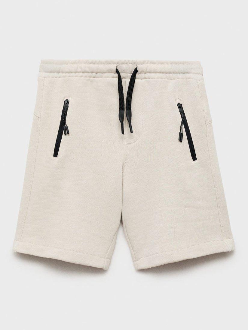 Product image 1 of 4, which shows Mango Kids' Contast Pocket Bermuda Shorts, Natural, 5-6 years