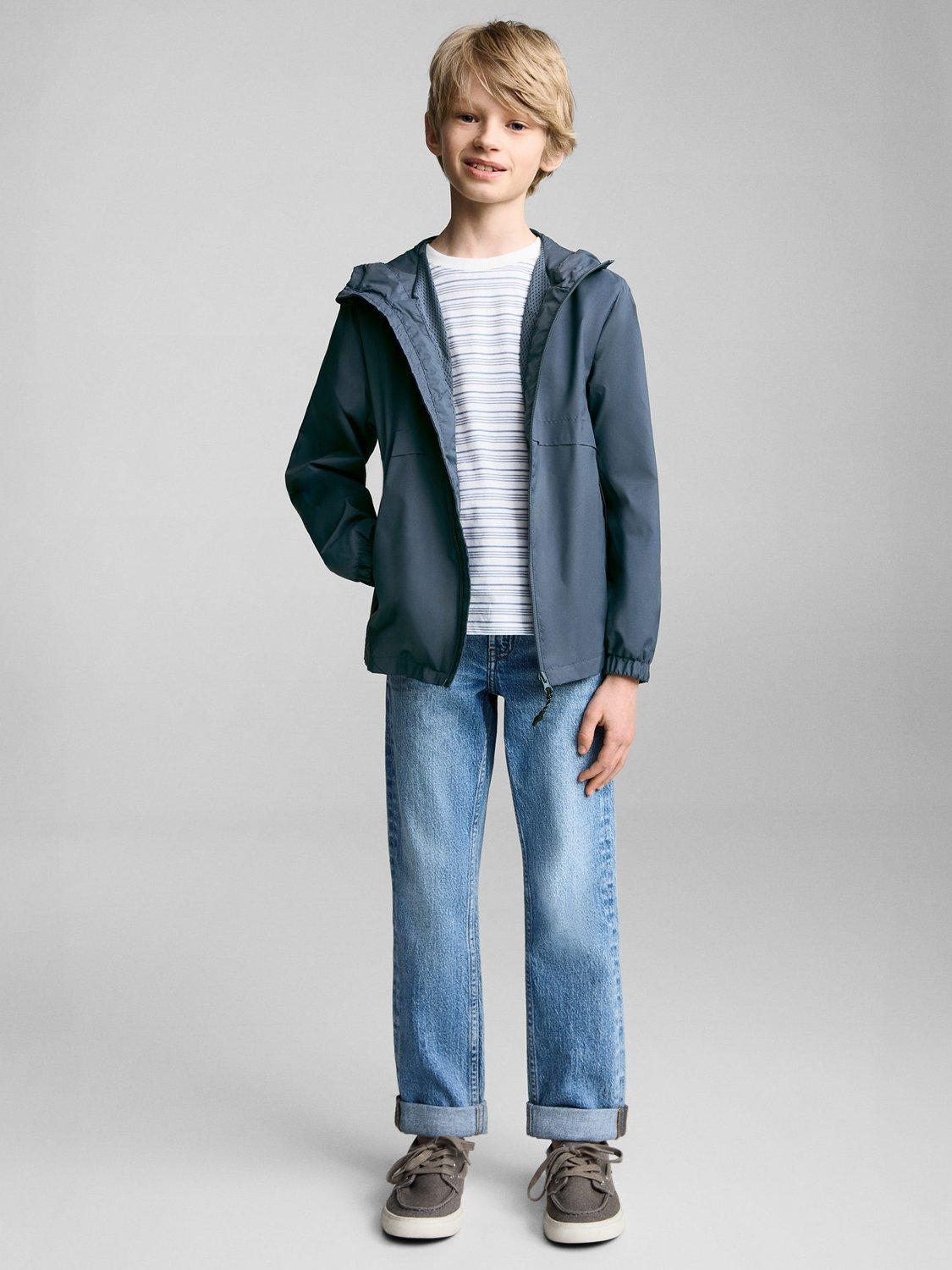 Product image 2 of 7, which shows Mango Kids' Fiona Hooded Raincoat, Medium Blue, 13-14 years