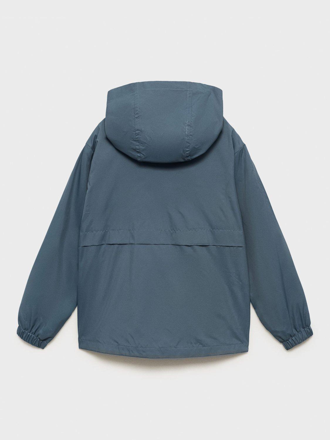 Product image 4 of 7, which shows Mango Kids' Fiona Hooded Raincoat, Medium Blue, 13-14 years
