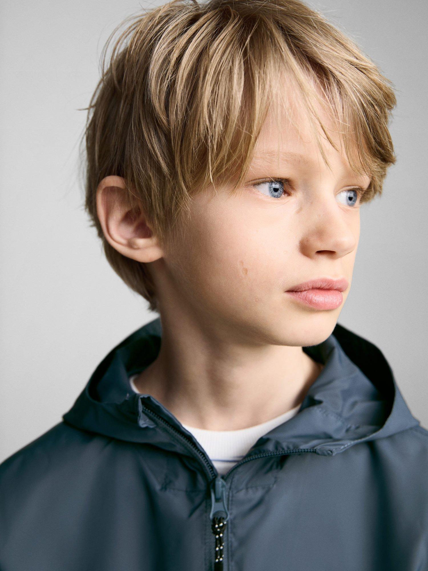 Product image 6 of 7, which shows Mango Kids' Fiona Hooded Raincoat, Medium Blue, 13-14 years