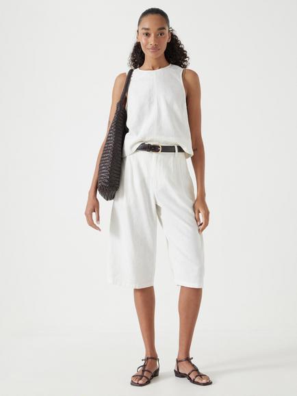 HUSH Lya Linen Blend Bermuda Shorts, White, White