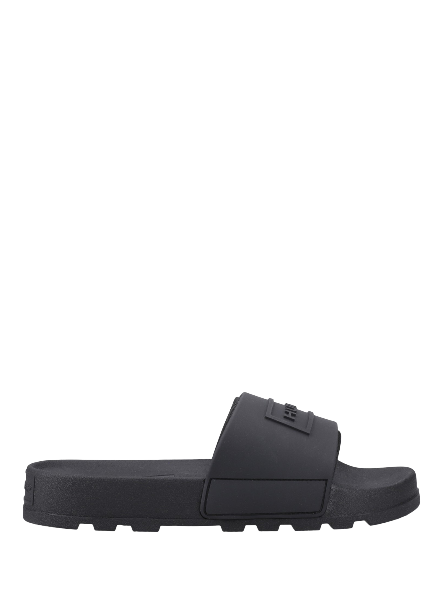 Product image 1 of 4, which shows Hunter Core Embossed Slider Sandals, Black, 5
