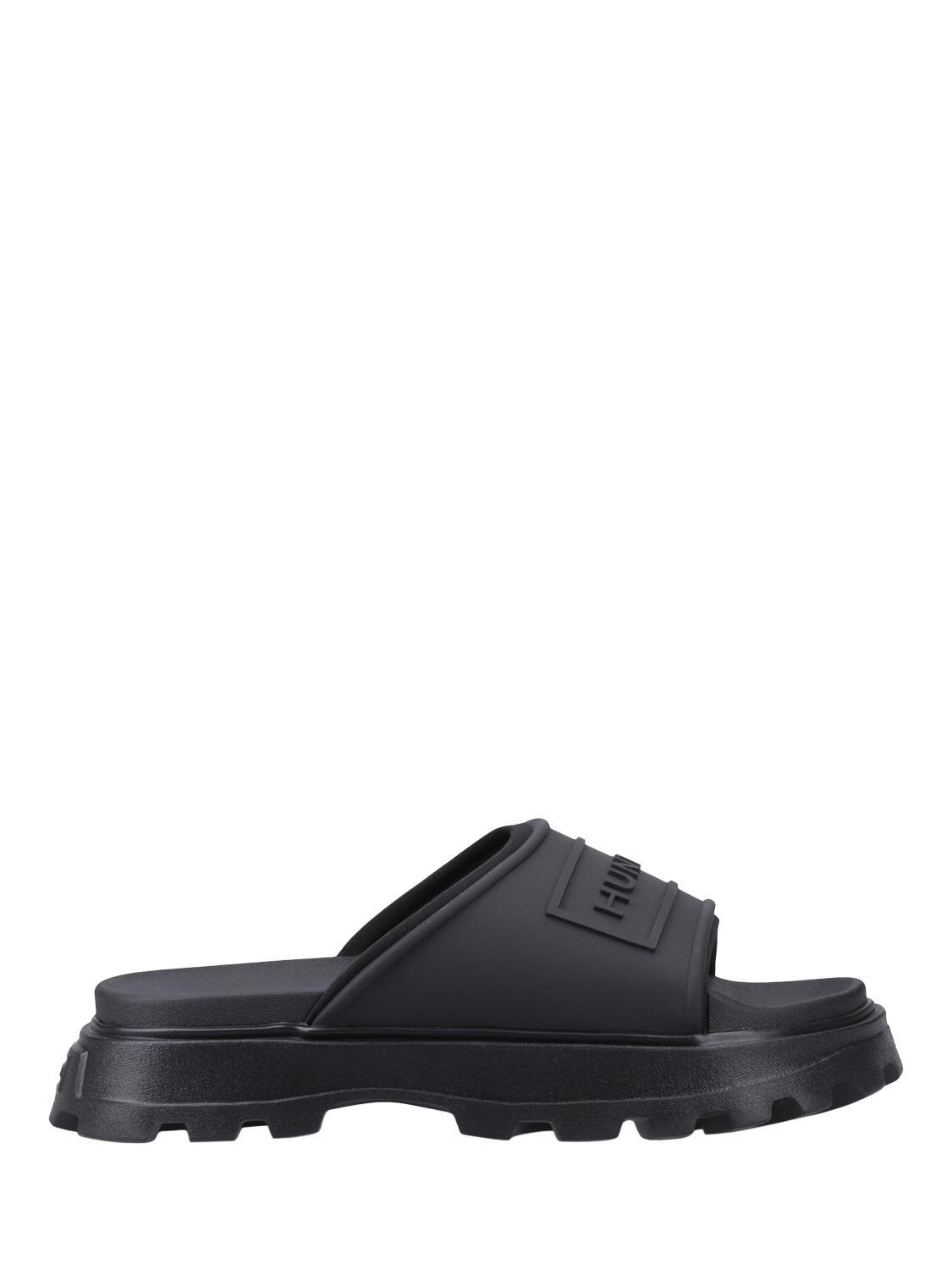 Product image 1 of 4, which shows Hunter Women's Moulded Stacked Slider Sandals, Black, 4