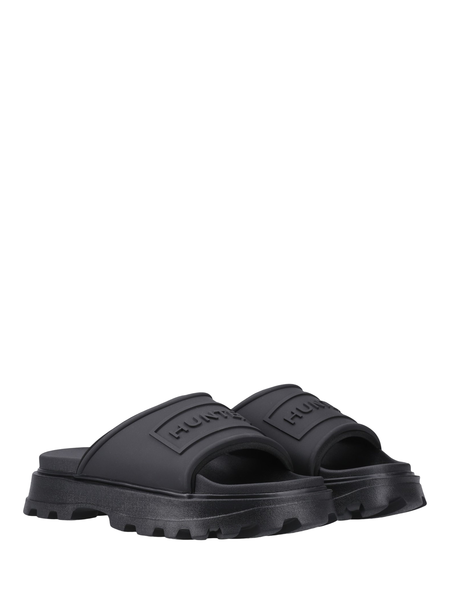 Product image 2 of 4, which shows Hunter Women's Moulded Stacked Slider Sandals, Black, 4