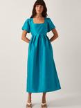 Monsoon Sandra Puff Sleeve Midi Dress, Teal