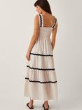 Monsoon Tabitha Smocked Ric Rac Tiered Dress, Ivory